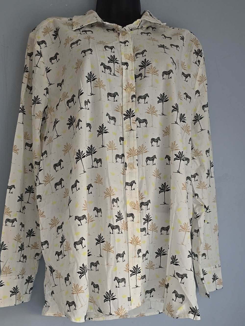 LOFT Zebra Palm Tree Safari Print Everyday Shirt XL NWT